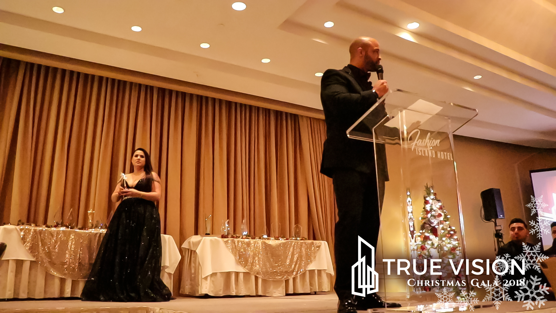 True Vision team members dressed formally at the annual Christmas Gala 2018, celebrating the year's achievements